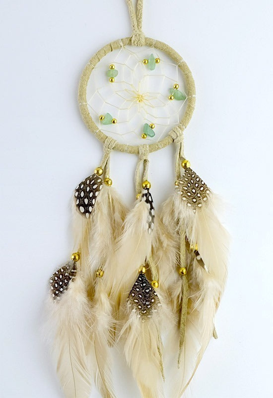 2.5 inch Tan Dream Catcher Handmade in Canada indigenous art gift by North of Fifty First Nations & Métis Art Boutique Canada