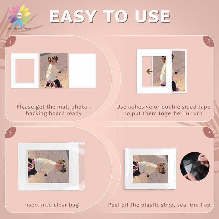25 Pack 11x14 Double Mat For 8x10 Photos + Backing + Bag