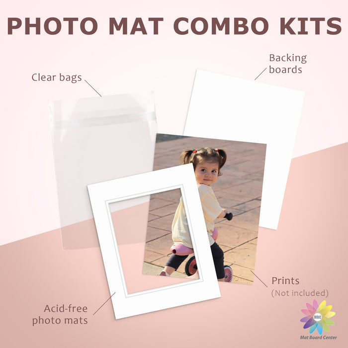 25 Pack 11x14 Double Mat For 8x10 Photos + Backing + Bag