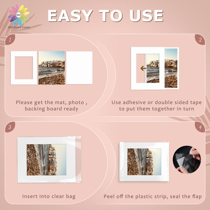 25 Pack 11x14 Whitecore Pre-Cut Mat Board + Backing + Bag