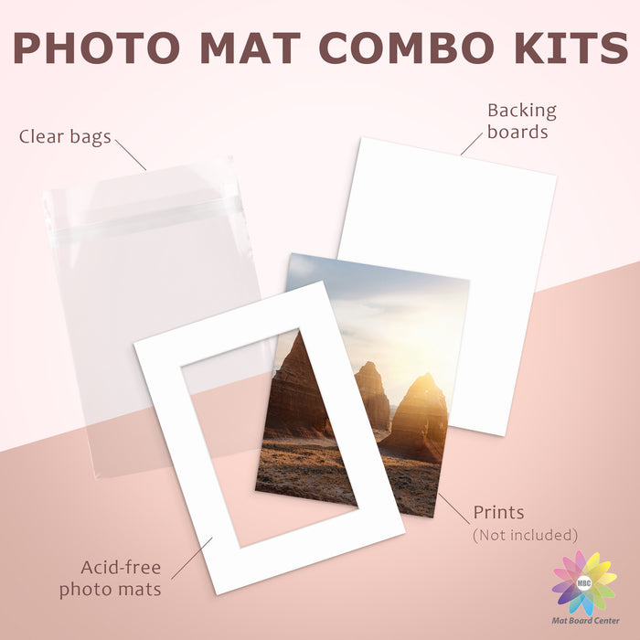 25 Pack 12x16 Picture Mats For 8x12 Photos + Backing + Bag