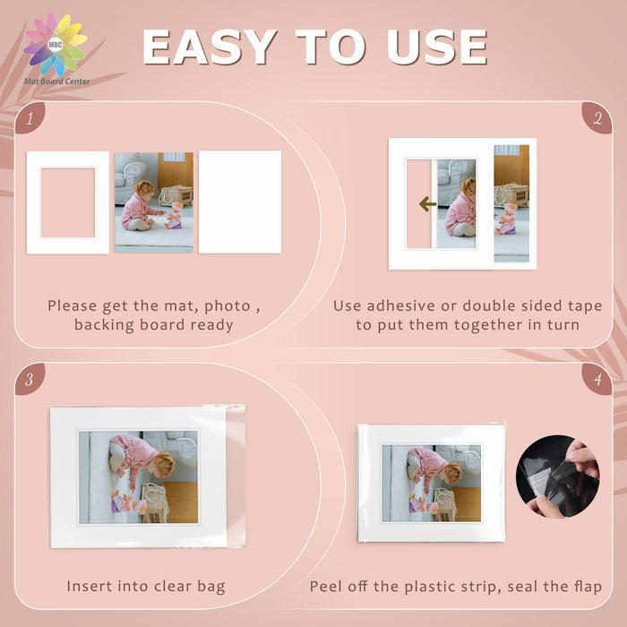 25 Pack 16x20 Economy Pre-Cut Double Mat For 11x14 Photo + Backing + Bag