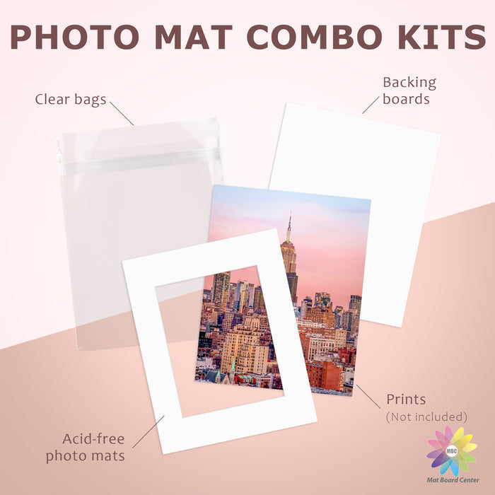 25 Pack 16x20 Whitecore Economy Pre-Cut Mat + Backing + Bag