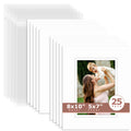 25 Pack 8x10 Double Mat For 5x7 Photos + Backing + Bag White White