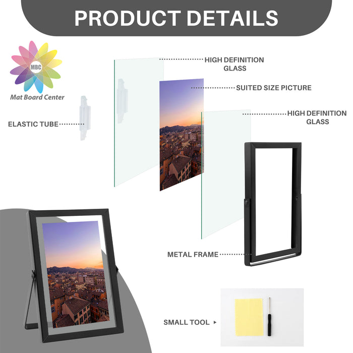 4x6 Black Floating Frame Displays Any Size Photo up to 4 by 6 (24 Pcs Per Box)
