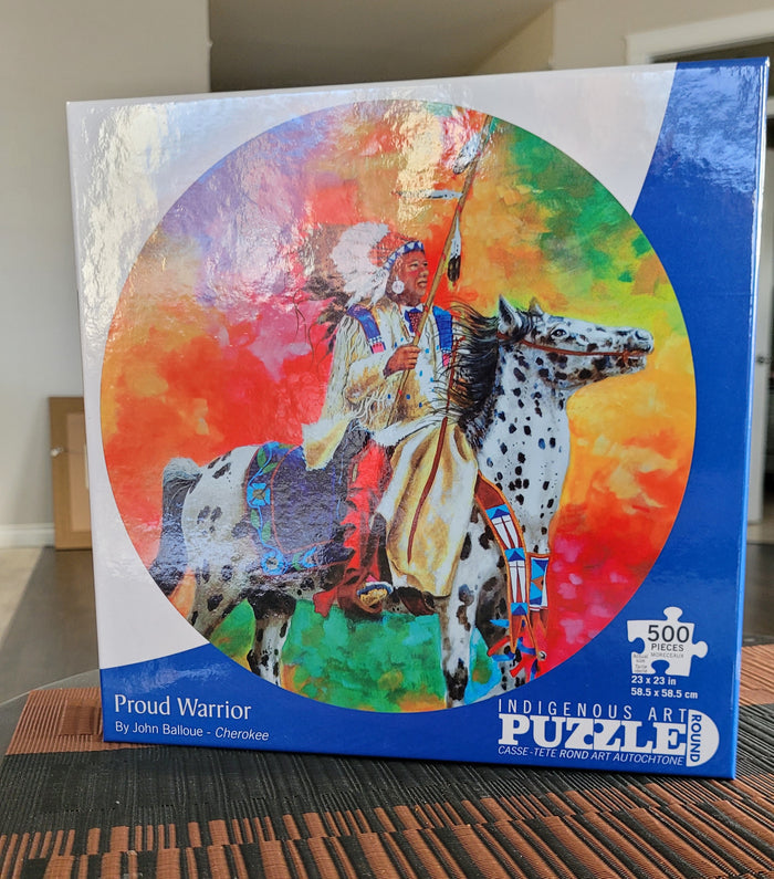 500 piece round jigsaw indigenous puzzle by John Balloue Canada
