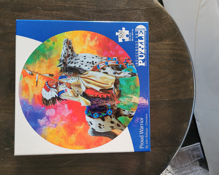 500 piece round jigsaw indigenous puzzle by John Balloue Canada