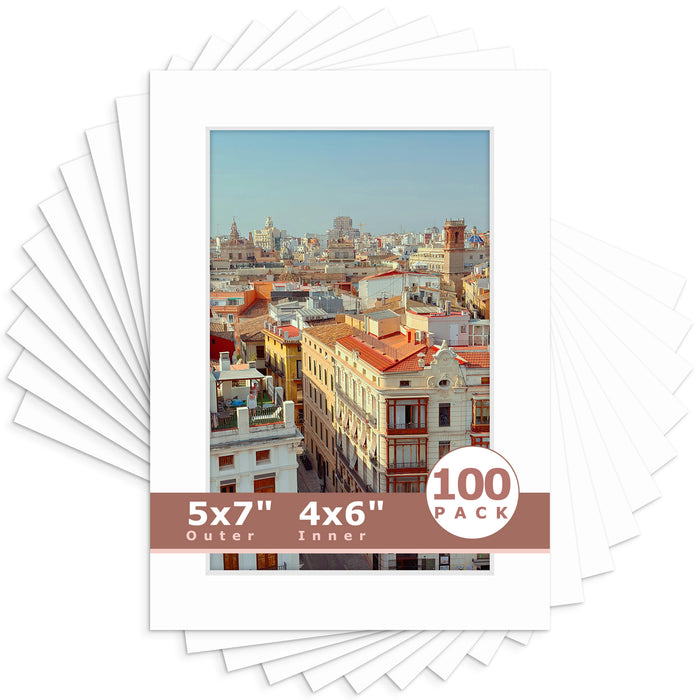 5x7 Economy Pre-Cut Mat For 4x6 Picture-Pack of 100 N501 White