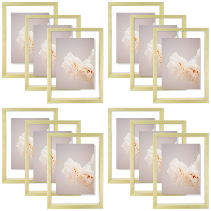 5x7 Floating Frame Displays Any Size Photo up to 5 by 7 (12 Pcs Per Box) Gold
