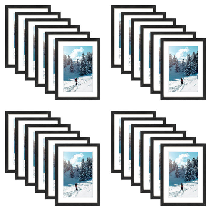 5x7 Metal Frame for 4x6 Photo with White Mat (24 Pcs Per Box) Black