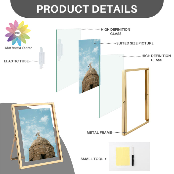 6x8 Floating Frame Displays Any Size Photo up to 6 by 8 Gold (24 Pcs Per Box)