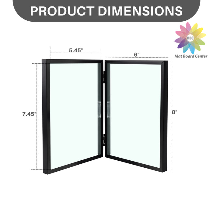 6x8 Floating Frame, Double Hinged Metal Frame Displays Any Size Photo up to 6 by 8 Black (12 Pcs Per Box)