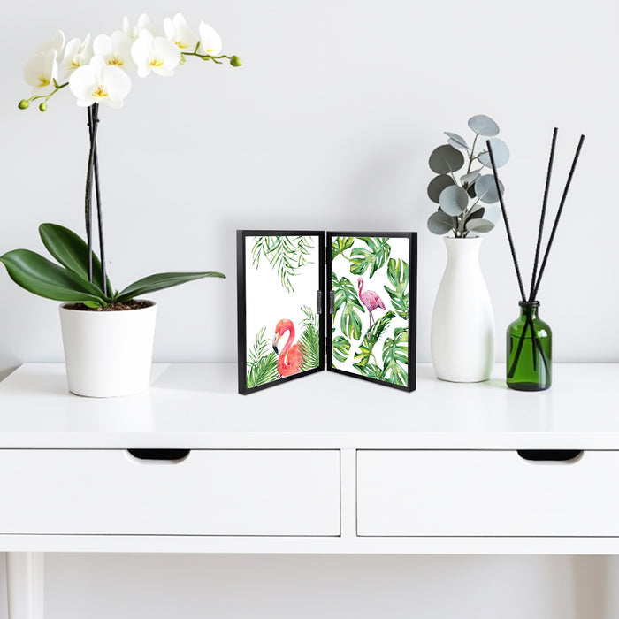 6x8 Floating Frame, Double Hinged Metal Frame Displays Any Size Photo up to 6 by 8 Black (12 Pcs Per Box)