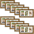 7x14 Collage Picture Frame Displays Three 4x6 Pictures Antique Gold Color (10 Pcs per Box)