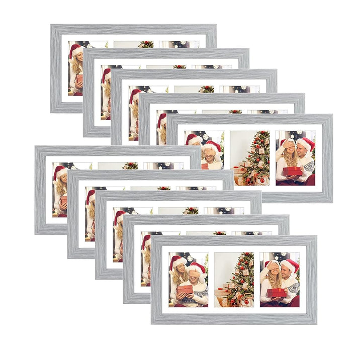 7x14 Collage Picture Frames for Three 4x6 Pictures Wood Frame(10 Pcs per Box) Grey