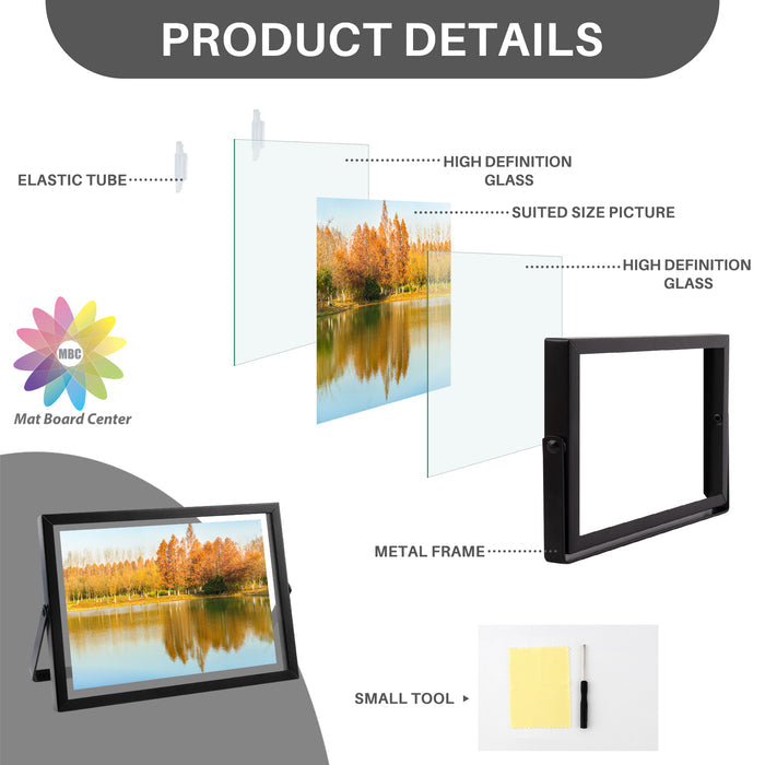 7x5 Floating Frame Displays Any Size Photo up to 7 by 5 Black (24 Pcs Per Box)