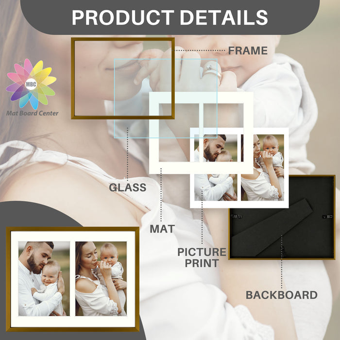 8.5x11 Aluminum Collage Picture Frame for Two 5x7 Photos Bronze(8 Pcs per Box)