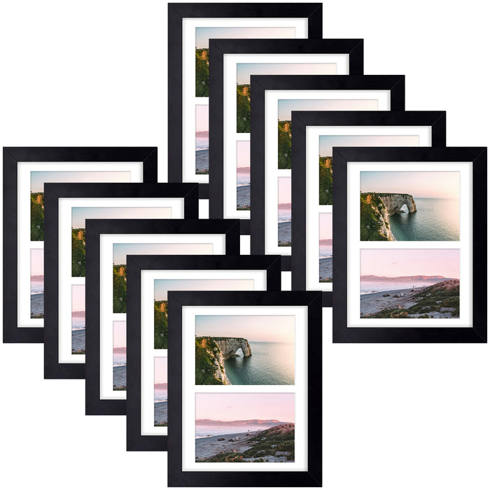 8.5x11 Black Wood Picture Frame for Two 5x7 Photos (10 Pcs Per Box)