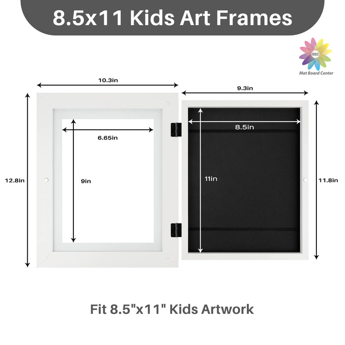 8.5x11 kids art frames with Tempered Glass White (8 Pcs Per Box)