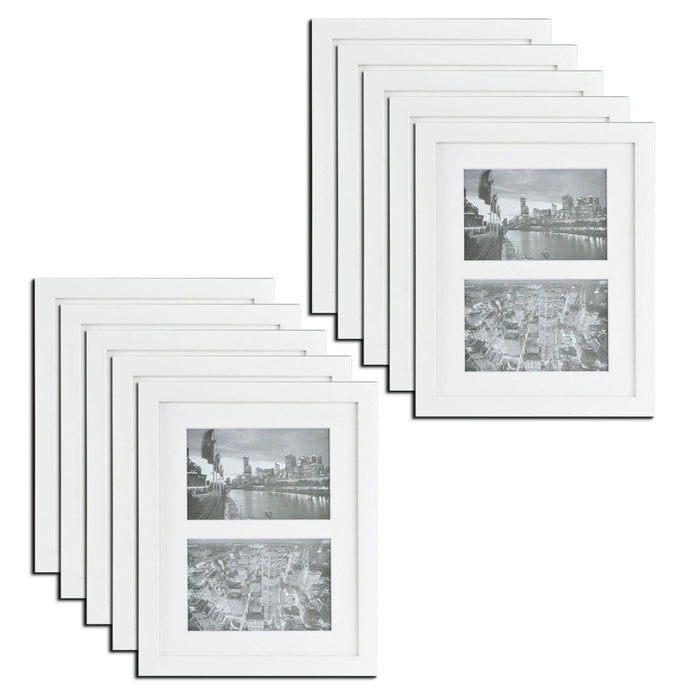 8x10 Collage Picture Frames for Two 4x6 Picture Wood Frames (10 Pcs per Box) White