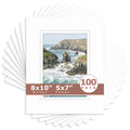 8x10 Double Mat For 5x7 Photos - Pack of 100 White White