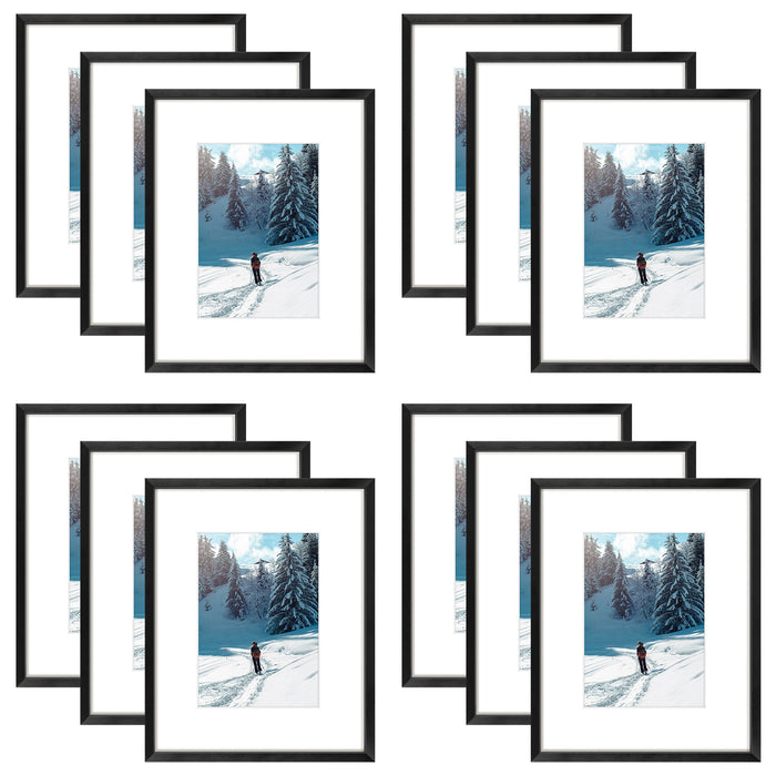 8x10 Metal Frame for 5x7 photo with White Mat (12 Pcs Per Box) Black