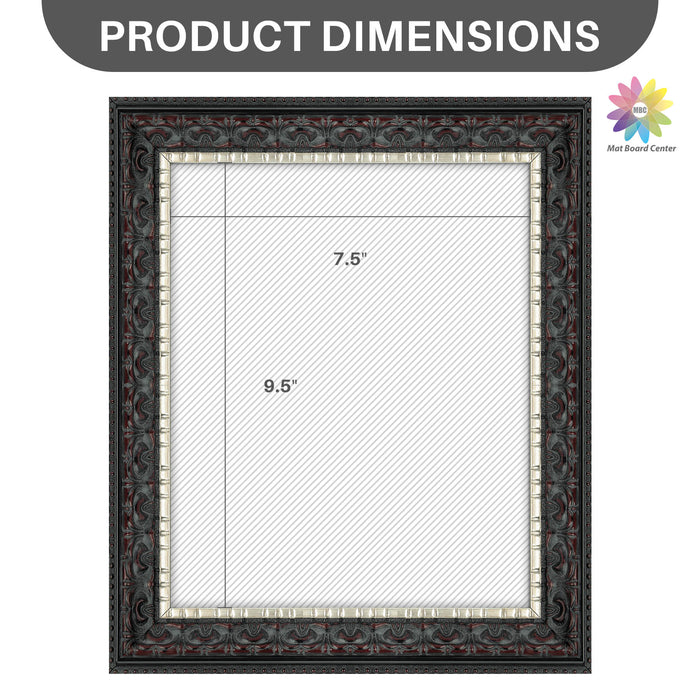 8x10 Ornate Picture Frame Black With Silver & Burgundy (10 Pcs per Box)