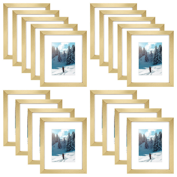 8x10 Picture Frame with White Mat for 5x7 Photo Gold(18 Pcs Per Box)