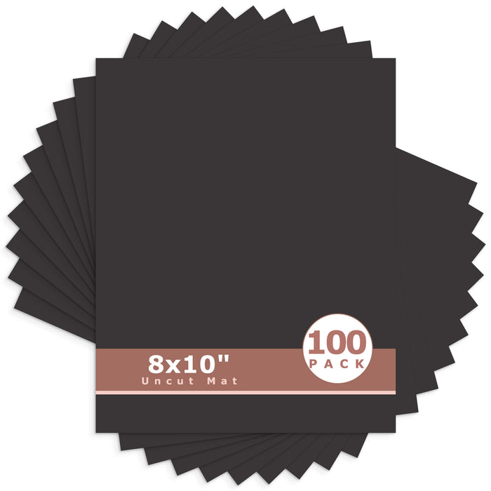 8x10 Uncut Mat Boards - Pack of 100 Black