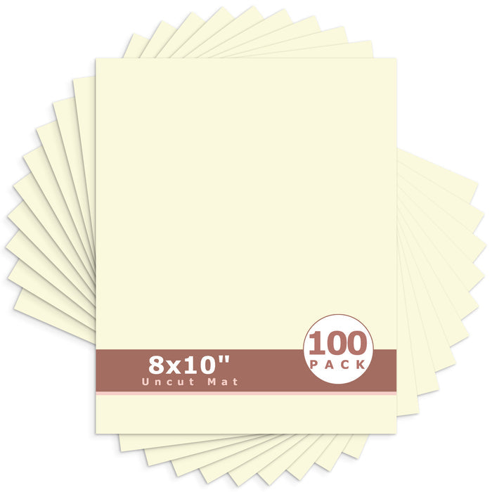 8x10 Uncut Mat Boards - Pack of 100 Ivory