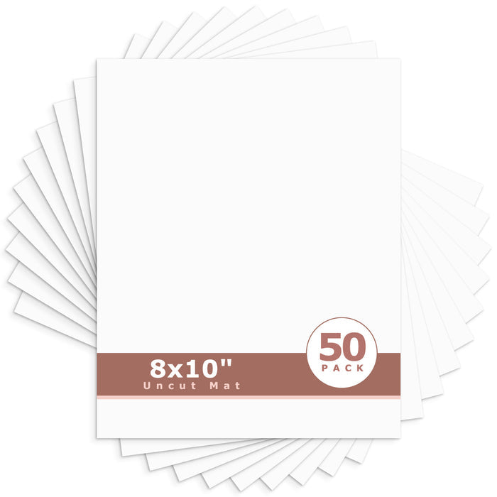8x10 Uncut Mat Boards - Pack of 50 White