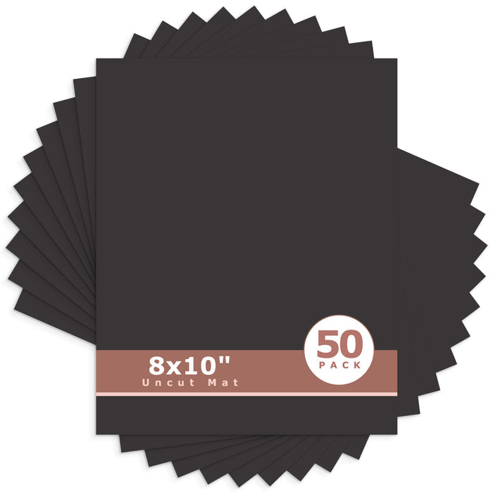 8x10 Uncut Mat Boards - Pack of 50 Black