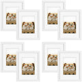 9x12 Picture Frame With White Mat 6x8 Real Glass White Color (8 Pcs Per Box)