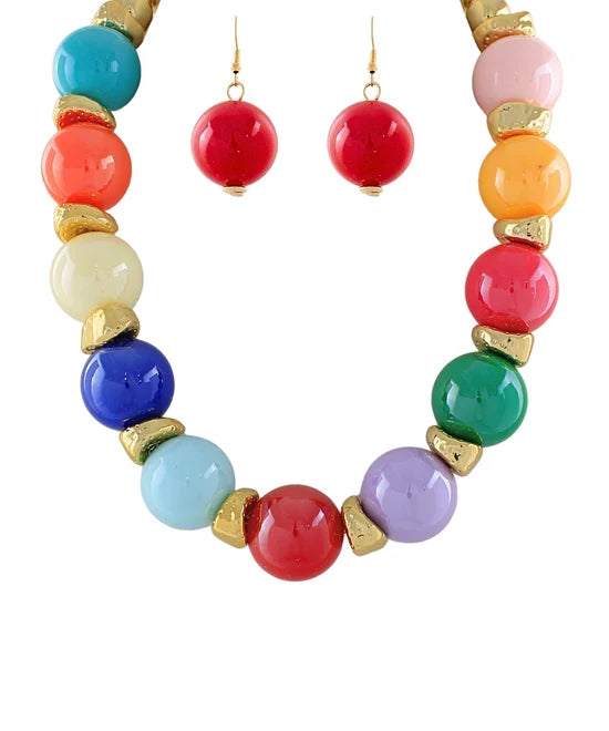 Acrylic Ball Necklace Set