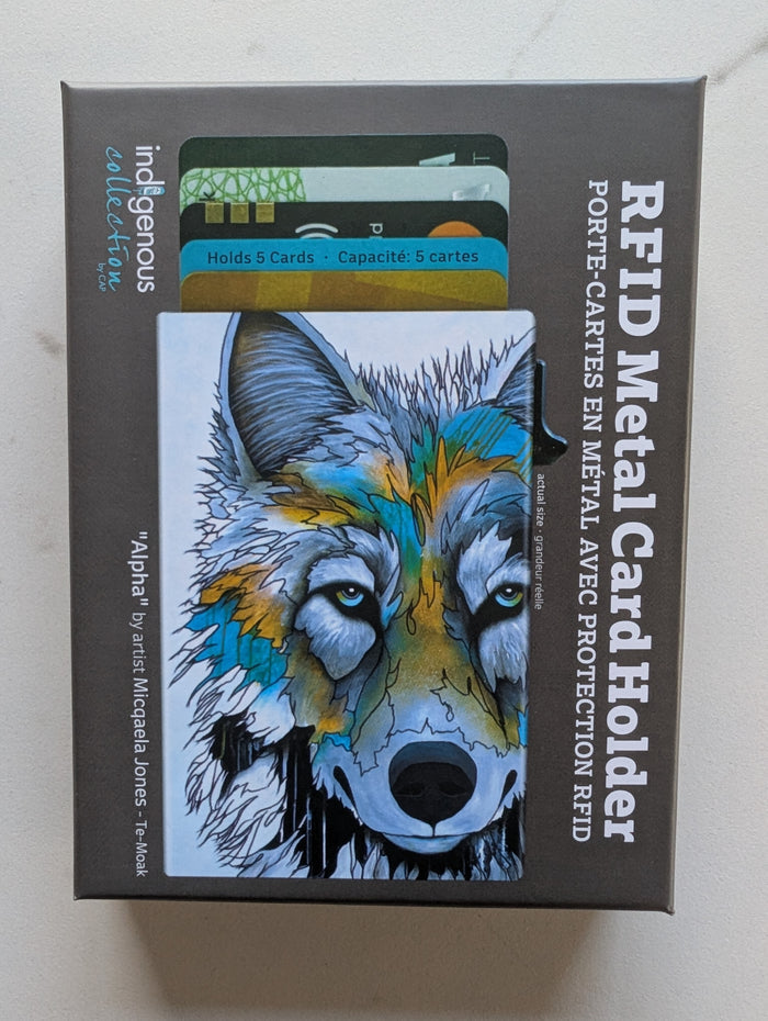 Alpha by Micqaela Jones Metal Card Holder, RIFD indigenous art gift by Micqaela Jones Canada