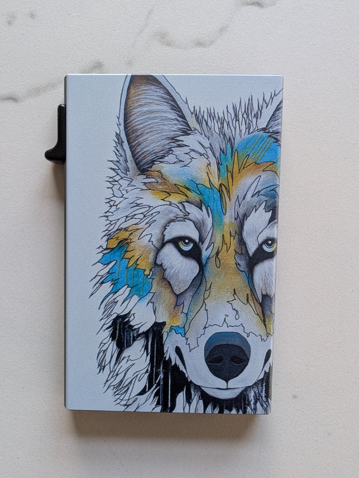Alpha by Micqaela Jones Metal Card Holder, RIFD indigenous art gift by Micqaela Jones Canada