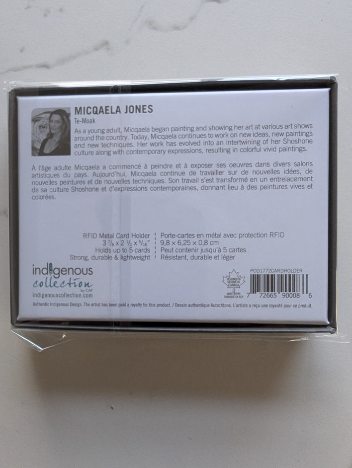 Alpha by Micqaela Jones Metal Card Holder, RIFD indigenous art gift by Micqaela Jones Canada
