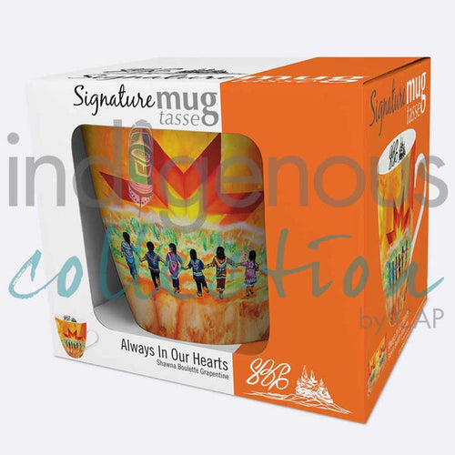"Always in Our Hearts" 18 oz mug by Indigenous Artist Shawna Boulette Grapentine