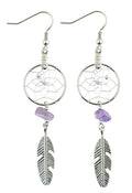 Amethyst Dreamcatcher Earrings Handmade in Canada indigenous art gift by Monague Canada