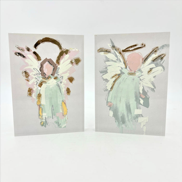 Angel with Gold Leafing Acrylic Block Sign