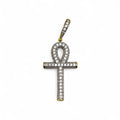 Ankh Pendant - 18kt White Gold Plated w/ CZ Diamonds