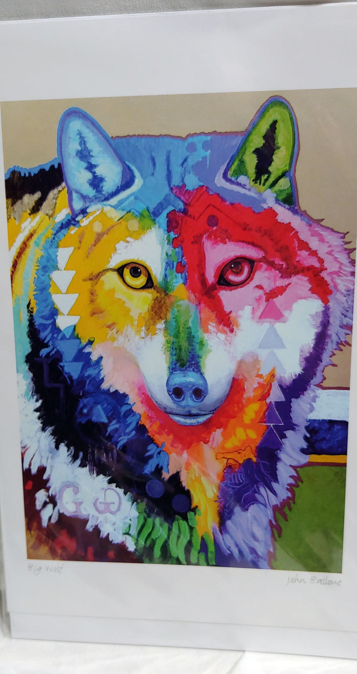 Big Wolf indigenous art gift by John Balloue Canada