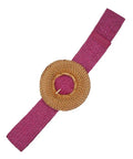 Basket Weave Circle Buckle Straw Belt