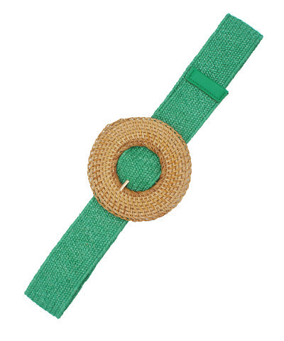 Basket Weave Circle Buckle Straw Belt