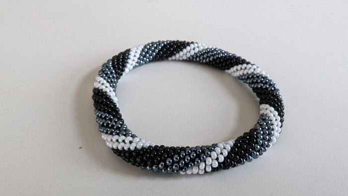 Black grey white stripe