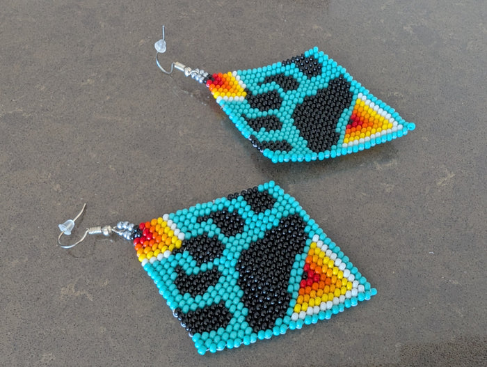 Hand beaded bear paw earrings