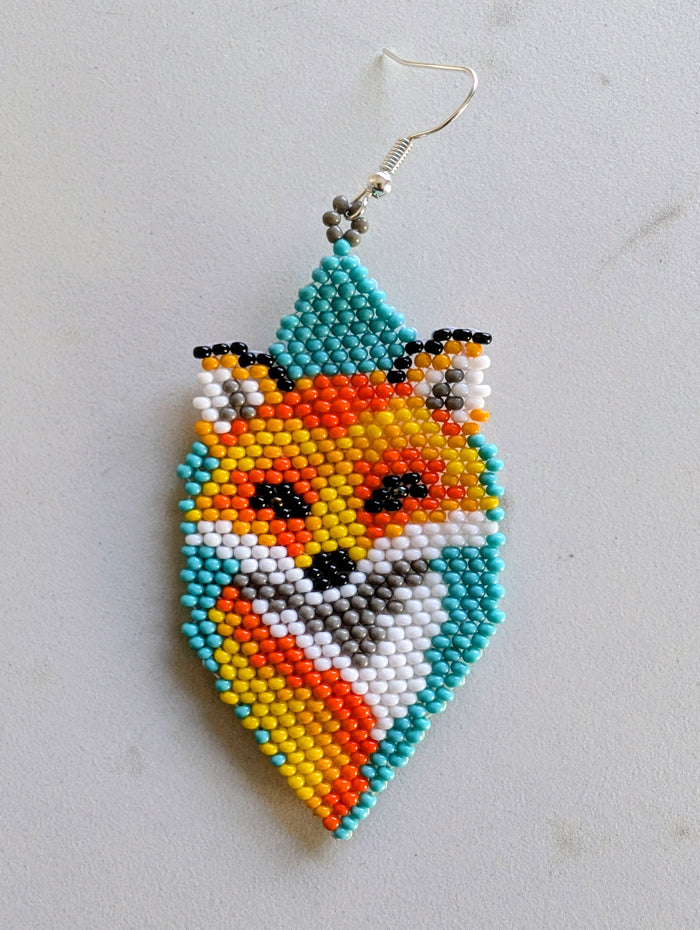 Beaded Fox Earrings indigenous art gift by North of Fifty First Nations & Métis Art Boutique Canada