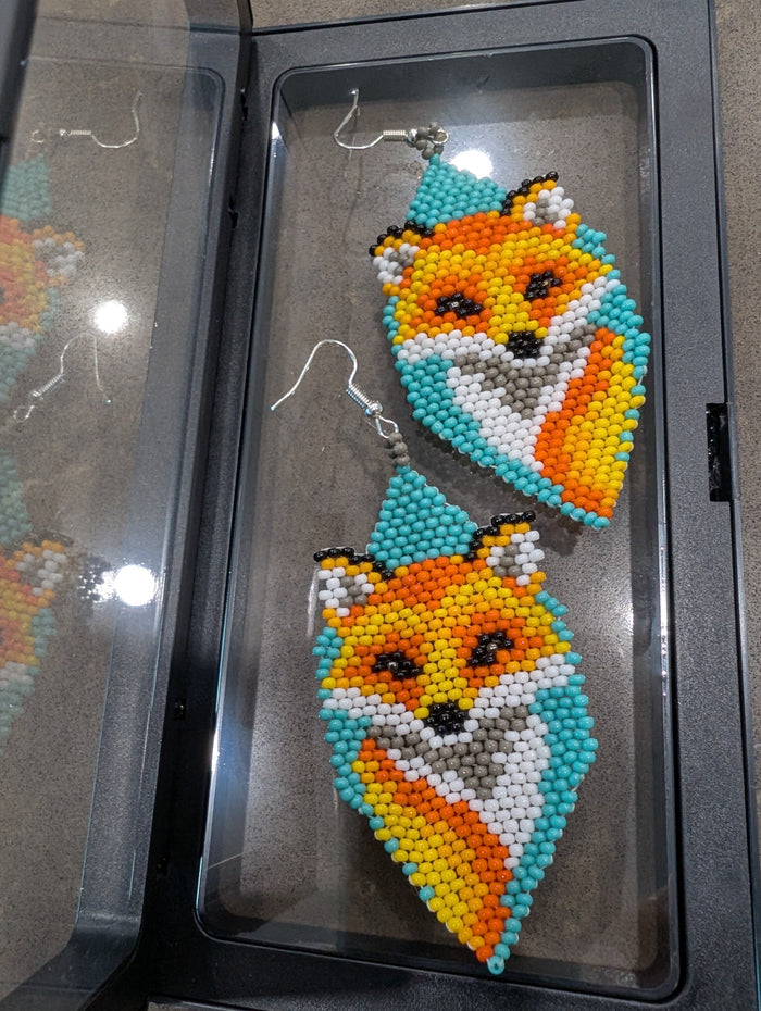 Beaded Fox Earrings