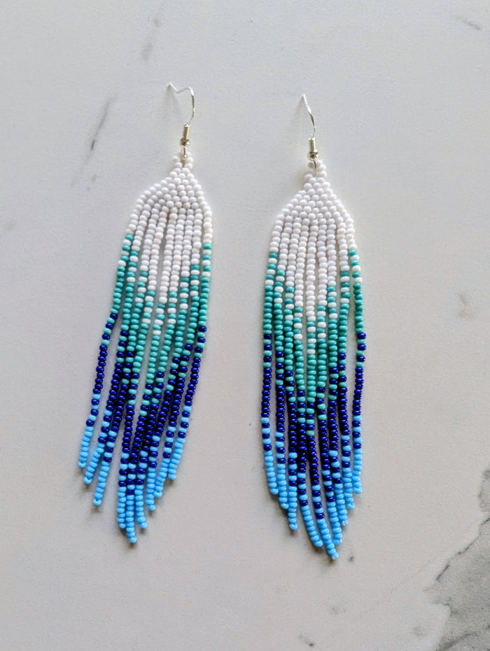 Beaded Ombre Fringe Earrings indigenous art gift by North of Fifty First Nations & Métis Art Boutique Canada