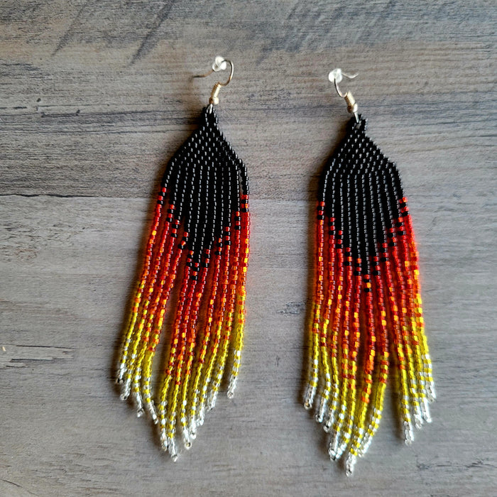Beaded Ombre Fringe Earrings indigenous art gift by North of Fifty First Nations & Métis Art Boutique Canada